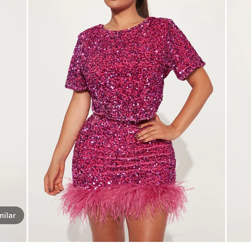 Fashion Nova perfect Night Out Sequin Skirt Set - Pink